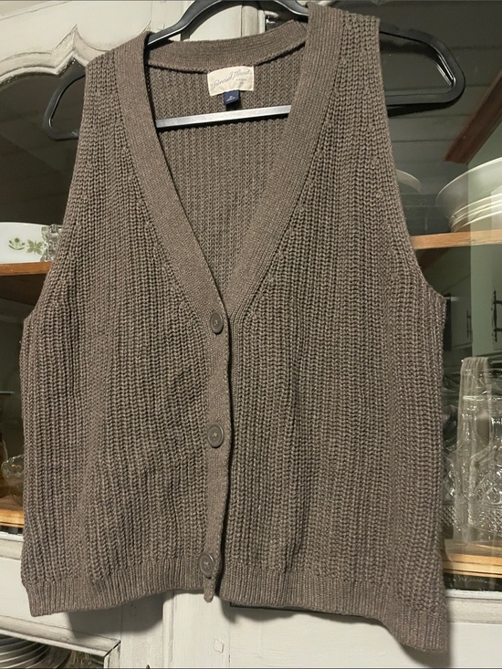 Universal Thread Sweaters - Universal Thread Taupe Button-Front Knit Vest